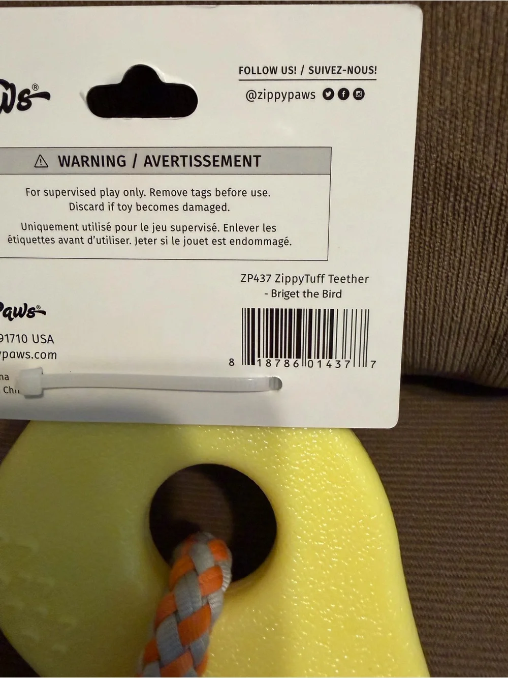 ZippyPaws Retired Zippytough Teether- Brigette Bird Made of Durable TPR Material